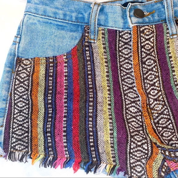 Forever 21 Multi Colored Frayed Denim Shorts - Picture 3 of 8